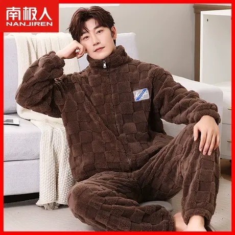 睡衣男秋冬季加厚加绒2023年新款保暖外穿出门男士家居服两件套WJ商品大图