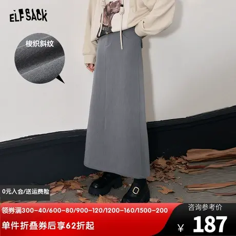 妖精的口袋高腰复古半身裙女2023冬季新款小个子a字显瘦半身长裙图片