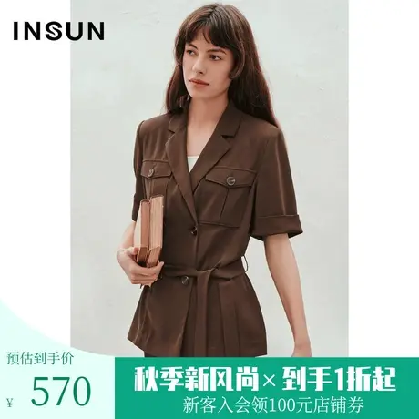 恩裳2023年夏款新款经典西装领口袋设计干净利落衬衫上衣图片