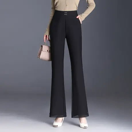 2023秋季新款黑色微喇裤高腰时尚气质西装裤韩版显瘦长裤休闲裤子图片