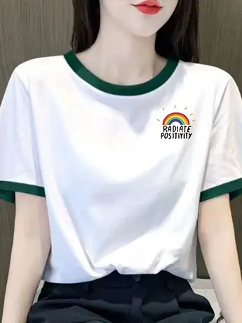 情侣装潮牌仿棉短袖t恤女2023新款夏季小众设计感正肩显瘦上衣服图片