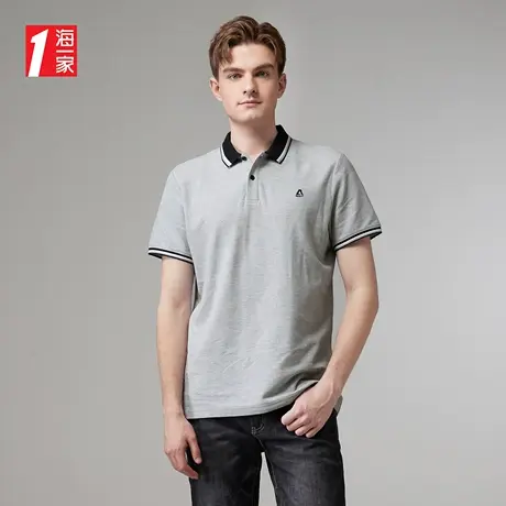 海一家时尚翻领短袖2023夏季新款简约字母绣花男士休闲POLO衫图片