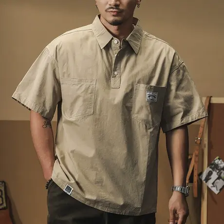 Modi Nick/摩帝尼克纯棉男士polo衫宽松潮流舒适夏季薄款衬衫宽松商品大图