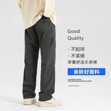 高街软壳冲锋短裤男款秋季美式户外机能工装裤潮牌直筒抽绳休闲裤商品大图