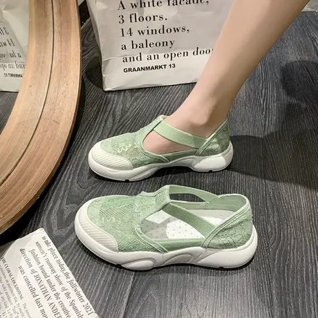 凉鞋女2023年夏季新款仙女风时尚软底透气休闲渔夫镂空小白鞋子女商品大图