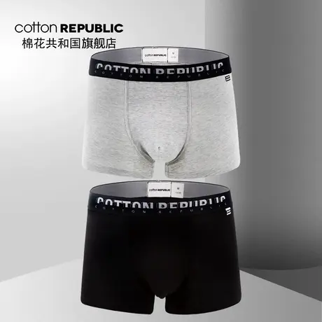 Cotton Republic/棉花共和国2020新款男士棉质中腰平角内裤图片
