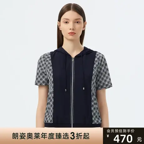 Lancy/悦朗姿女夏新款连帽短袖T恤夹克外套商场同款专柜正品图片