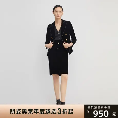 朗姿[故里繁花]2021秋日新款丝绒设计感小众修身通勤风夹克外套图片