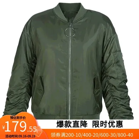 【艾格】2022年新款超火的刺绣外套女金属环拉链口袋棒球服棉衣商品大图