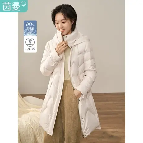 【商场同款】茵曼2023冬女装新款休闲立领百搭长款宽松鸭绒羽绒服图片