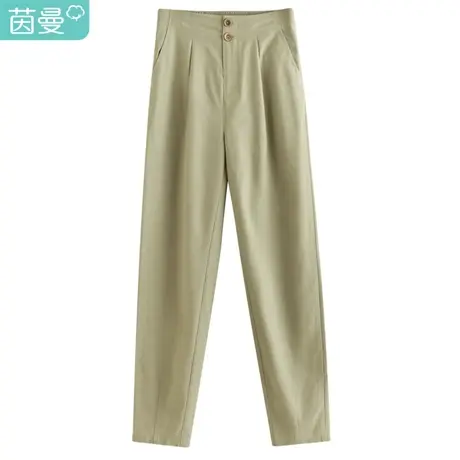 【商场同款】茵曼显瘦烟管休闲裤女2023夏季新款宽松高腰通勤裤子图片