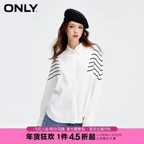 ONLY2023冬季新款时尚设计感简约蝙蝠袖拼接衬衫女|123405011商品大图