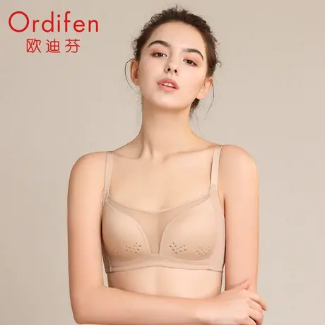 欧迪芬洞洞杯女士内衣抹胸式性感光面胸罩聚拢无钢圈文胸XB9518商品大图