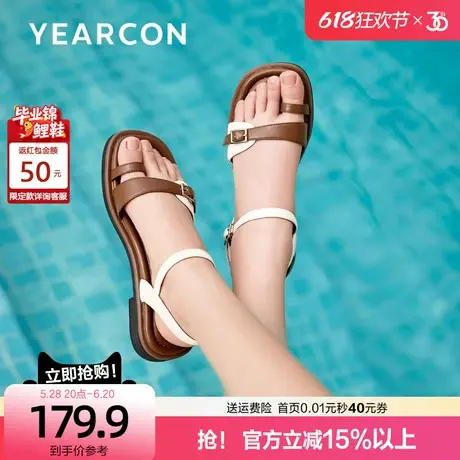 意尔康夹趾凉鞋女外穿2025新款夏高级感配裙子平底夹脚沙滩罗马鞋图片