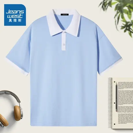 VO真维斯男装2025春季新款男士简约百搭短袖休闲圆领纯色POLO衫商品大图
