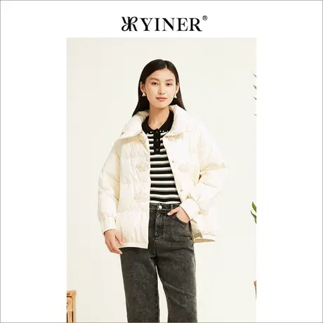 【摩登中式】YINER音儿专柜女装2022冬季新款钉珠设计感羽绒服商品大图