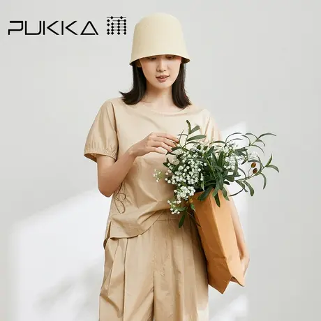 Pukka蒲牌时装周文艺风衬衫女2022夏季新款宽松休闲绣花短袖上衣图片