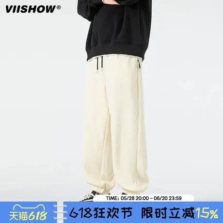 VIISHOW重磅束脚卫裤男款秋冬季潮牌美式阔腿休闲百搭运动长裤子商品大图