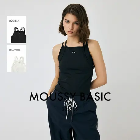 MOUSSY 2025夏季新品简约基础款双肩带假两件小吊带010IS480-6721图片