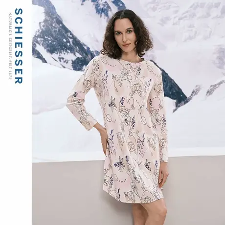 SCHIESSER舒雅女士纯棉柔软亲肤印花圆领连衣裙家居服睡裙23205D图片