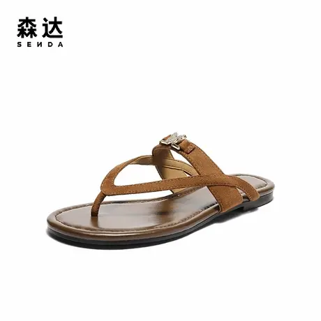 森达夹趾凉鞋女款2025夏新人字拖平底外穿凉拖鞋ZTG49BT5图片