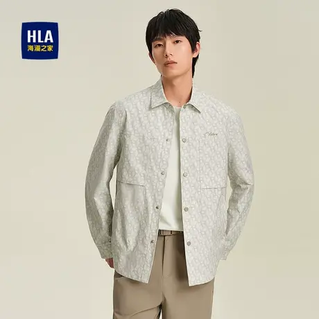 HLA/海澜之家时尚翻领夹克25春夏新款满身提花时尚舒适耐穿外套男商品大图