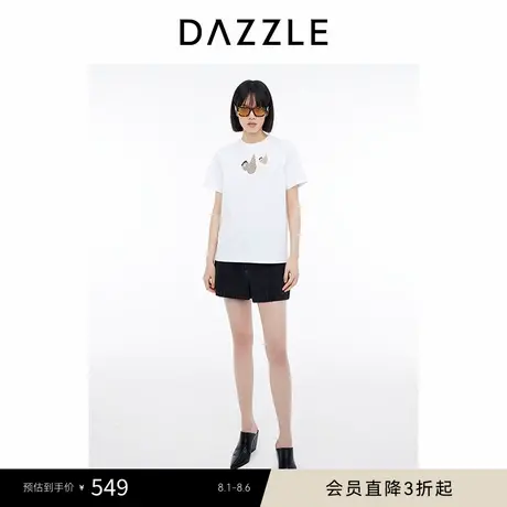DAZZLE地素奥莱 牛仔裤春夏女装棉质毛边短裤商品大图