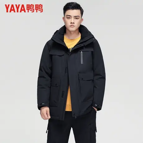 【90鹅绒】鸭鸭冬季羽绒服男女同款时尚户外工装风中长款保暖外套商品大图