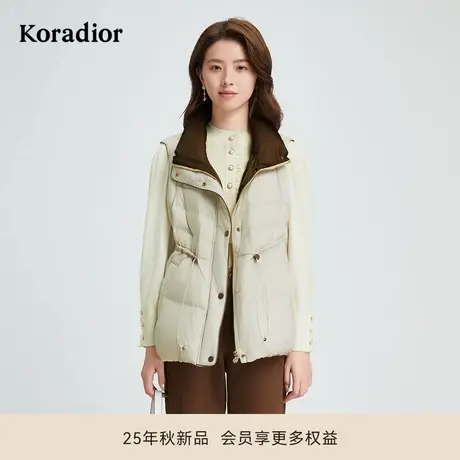珂莱蒂尔秋冬新款90鹅绒连帽羽绒马甲女背心休闲抽绳收腰外套商品大图