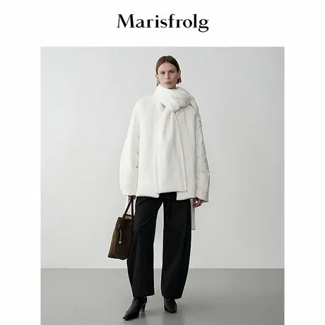 【时装羽绒】Marisfrolg玛丝菲尔冬围裹式收腰羽绒服外套图片