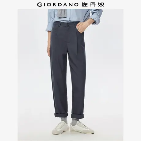佐丹奴裤子女装磨毛压褶高腰梭织休闲长裤 05415694商品大图