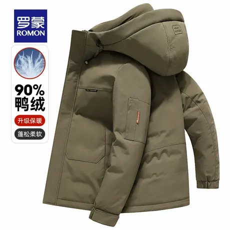 【石墨烯】罗蒙青年男士户外短款连帽羽绒服2025冬季新款保暖外套商品大图