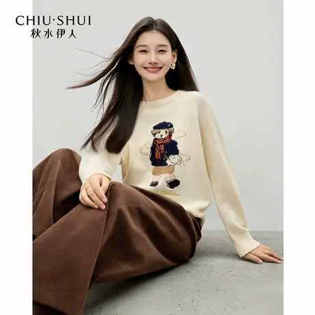 【所有姐姐的衣橱直播间】秋水伊人学院风圆领针织衫百搭宽松上衣商品大图