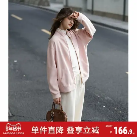 唐狮2026秋冬季立领短款外套女净色简约风时尚宽松早秋穿搭韩系商品大图