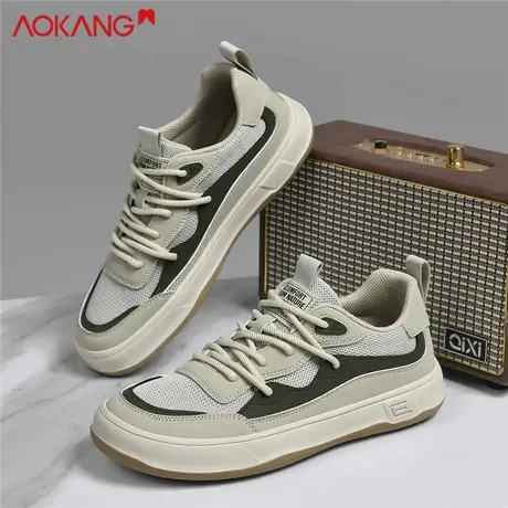 奥康网面男鞋2025年初秋穿搭新款透气防臭运动休闲薄款帆布板鞋商品大图