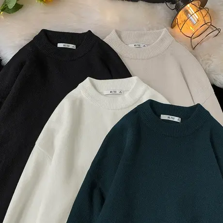 美式毛衣男秋冬季潮流日系复古针织衫宽松外穿软糯慵懒风毛衫线衣图片