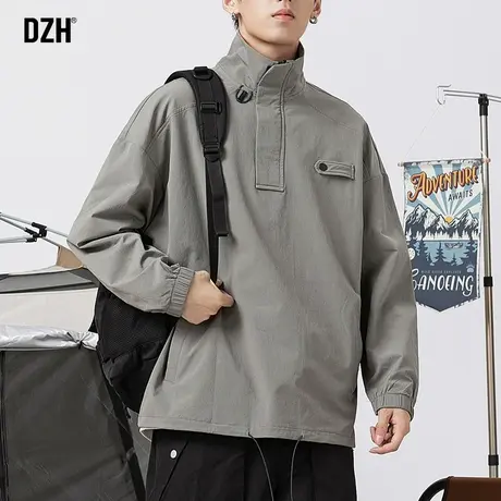 男士美式工装外套男秋季痞帅高级感男装2023新款半拉链冲锋衣外衣商品大图