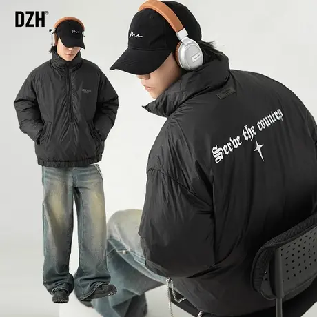 黑色潮牌男士棉服冬季加厚2023新款美式棉衣男冬天厚外套棉袄冬装商品大图