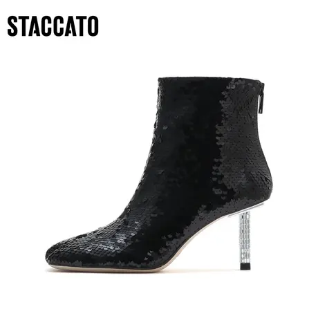 思加图新款星空鞋方头细高跟短靴时装靴潮流女靴9VP17DD2商品大图