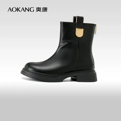 奥康女鞋 冬季新款厚底切尔西靴舒适百搭单靴圆头休闲时装靴商品大图