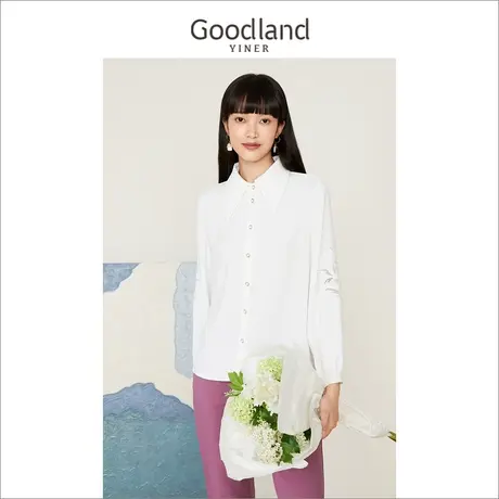 音儿美地女装2022秋季新款钉珠法式上衣刺绣polo衬衫商品大图