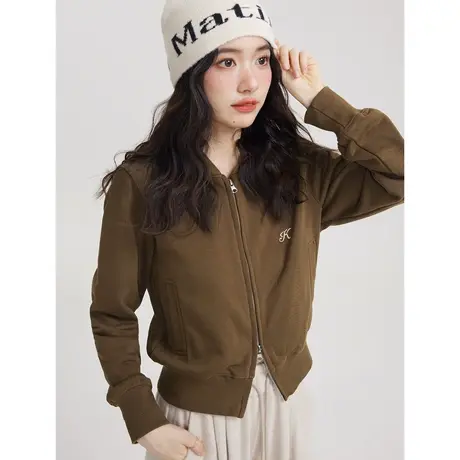 减龄休闲百搭美式复古双拉链短款夹克外套女小个子春秋2023新款商品大图