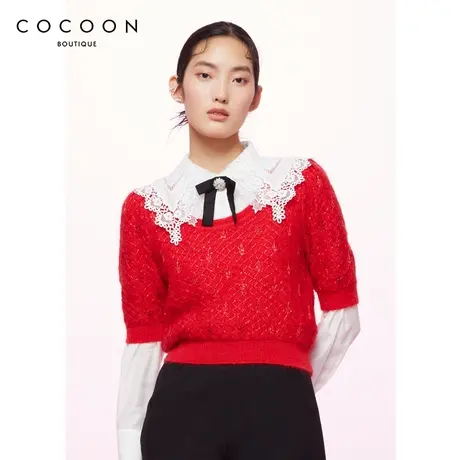 商场同款2023春新款气质浪漫设计感蝴蝶结装饰衬衫女商品大图