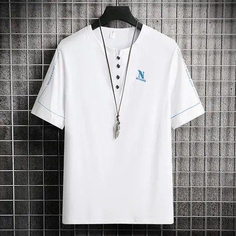 2023t恤时尚男士短袖t恤夏季潮流休闲百搭体恤圆领短袖半袖上衣服商品大图