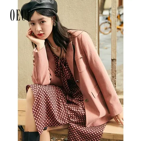 Oece淑女小西装春秋新款女装法式文艺显白复古西服外套商品大图