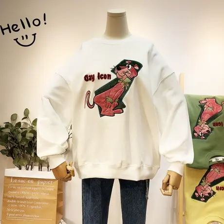 2020春装新款韩国东大门ins卡通减龄休闲毛圈棉卫衣宽松显瘦大码商品大图