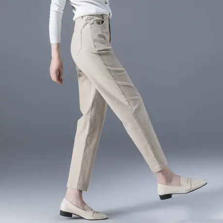 卡其色哈伦裤女九分裤2025年新款春秋显瘦裤子休闲宽松女裤萝卜裤商品大图