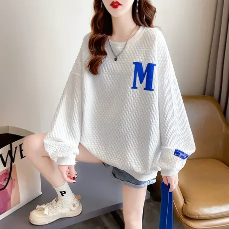 华夫格卫衣女春秋季韩版宽松设计感小众薄款小个子ins上衣外套潮商品大图