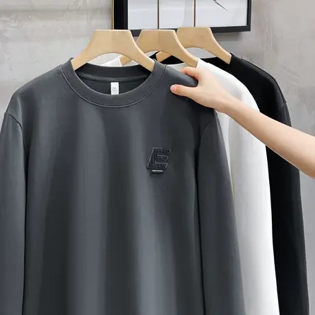 美式休闲百搭小刺绣卫衣男秋冬潮牌宽松长袖休闲上衣高街无帽外套商品大图