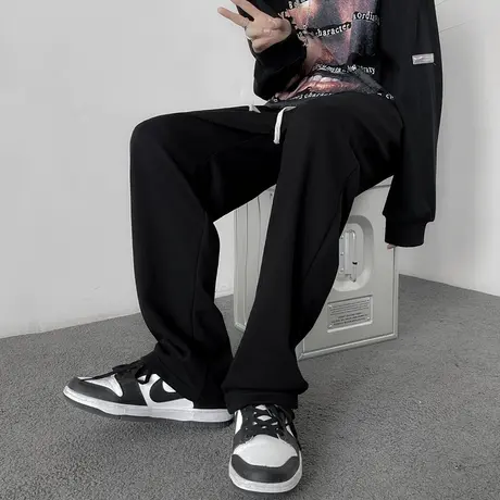 oversize男生休闲长裤秋冬潮牌痞帅炸街高级感宽松直筒运动卫裤子商品大图